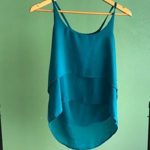 Teal High Low Flowy Camisole Tanktop